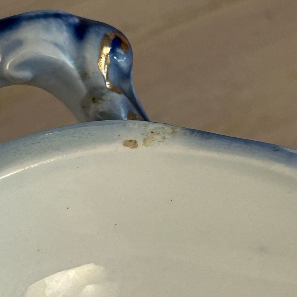 RARE Wood & Sons Antique Flow Blue "Lakewood" Footed Covered Dish 1891-1907 - Picture 10 of 13